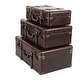 preview thumbnail 14 of 18, Brown Faux Leather Nesting Upholstered Decorative Trunk with Vintage Accents and Studs (Set of 3)