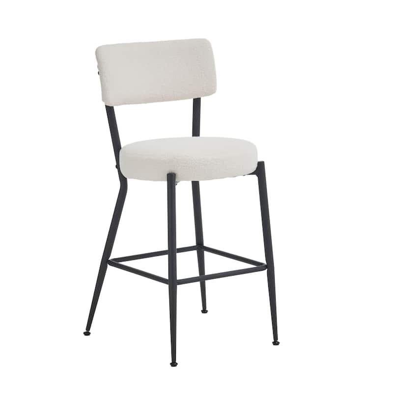 GDFStudio - Maddox Modern Metal Bar Stool with Teddy Fleece Upholstery