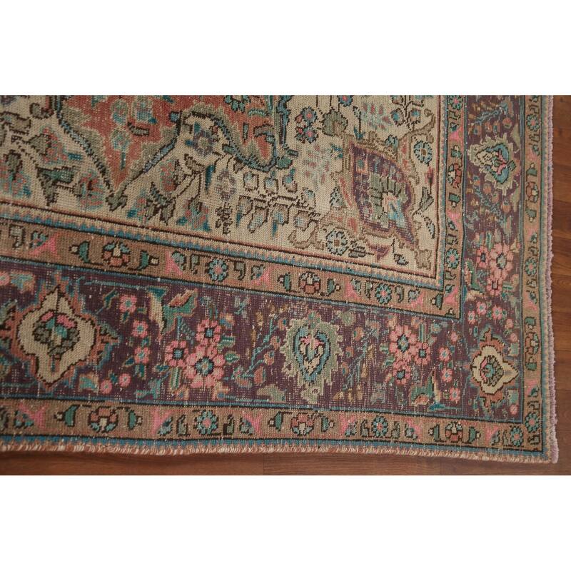 Tabriz Persian Vintage Area Rug Handmade Wool Carpet - 6'7" x 9'6"
