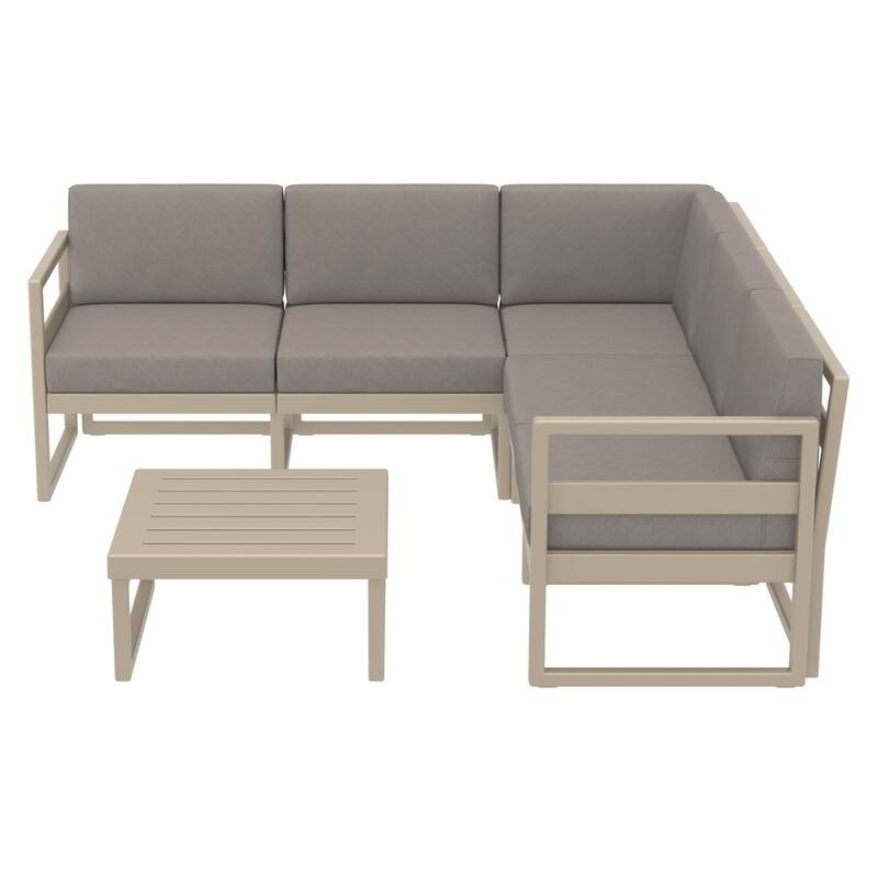 2 Piece Taupe Outdoor Patio Sectional Lounge Set with Sunbrella Cushion 78.75"