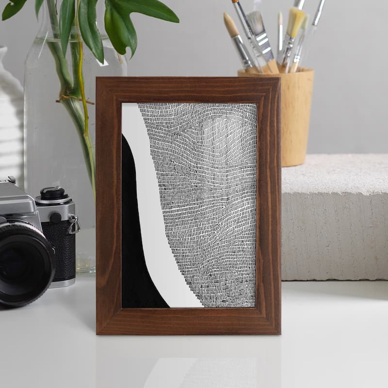 Black & White Abstract I -Framed Print w/glass-Cherry Red
