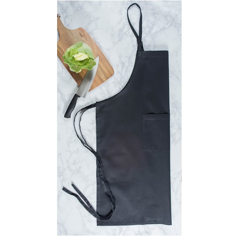 Unisex Cotton Chino Kitchen Chef Apron - 38" - Black