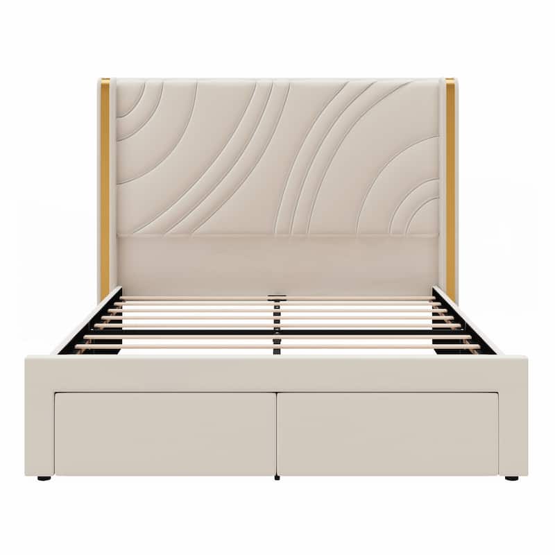Full Size Modern Upholstered LED Bed Frame