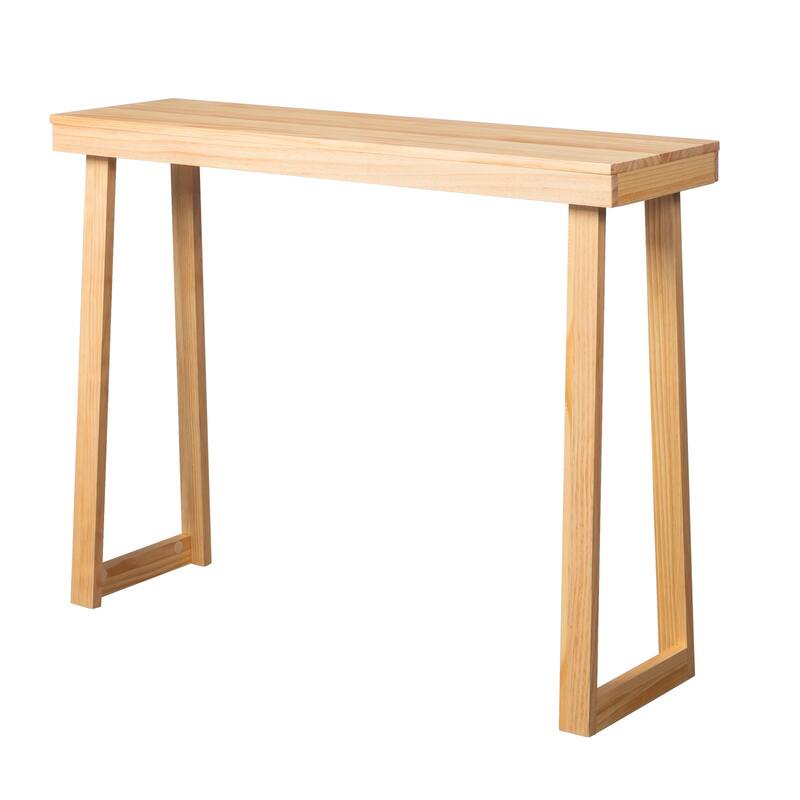 Narrow Solid Pine Wood Entryway Console Table for Small Space Living Room Furniture Decor