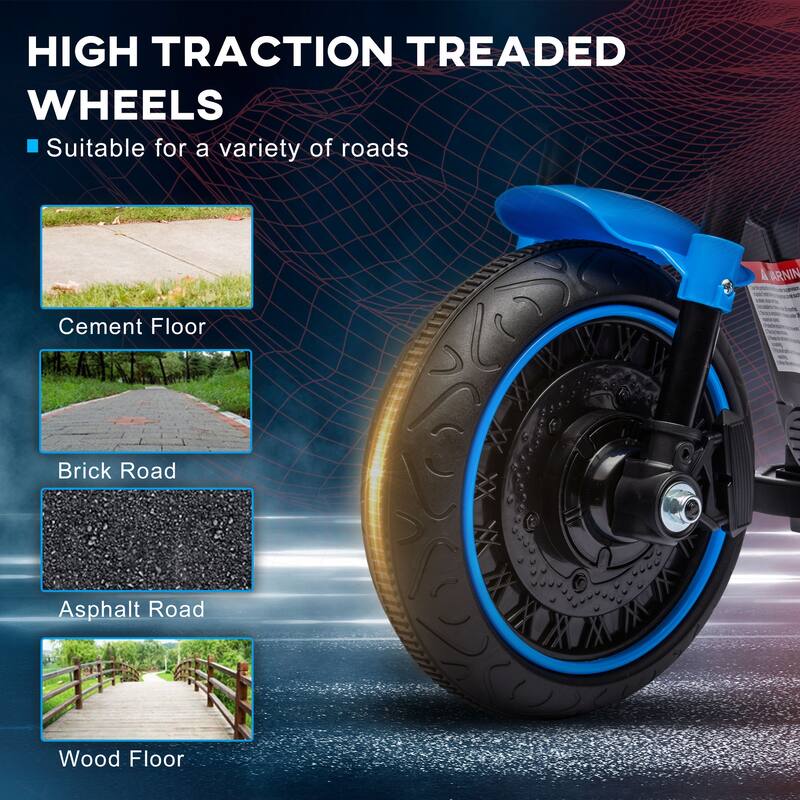 Aosom 6V Kids Motorcycle w/ Training Wheels, Single-Button Start