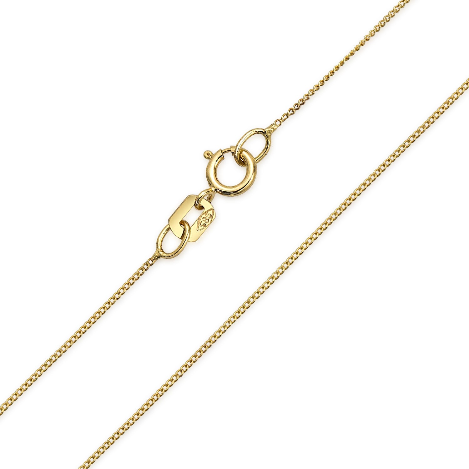 14K Real Yellow Gold 2.3mm Concave Curb Cuban Hollow Chain Necklace 20 Inches