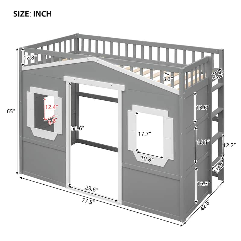 Twin Size Loft Bed with Ladder, Solid Wood Frame, Ideal for Kids and Teens