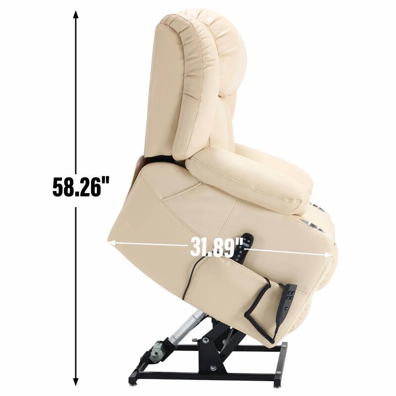 Dual Motor Infinite Position Up to 350 LBS Leatherair Power Lift Recliner Chair
