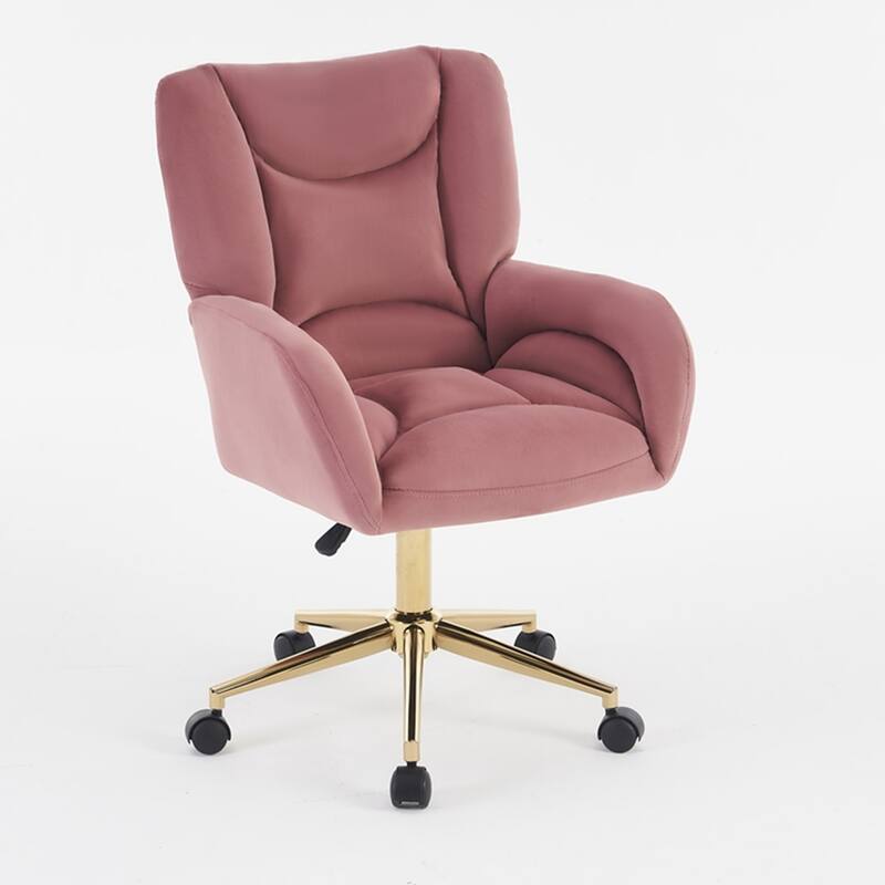 360 Swivel Fabric Home Office Chair With Gold Metal Base