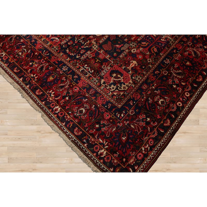 10'8''x13'8'' Hand Knotted Wool Red Bakhtiari Traditional Rug - 10' 8'' x 13' 8''