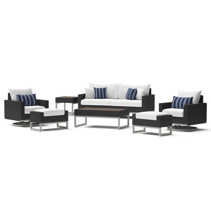 Milo Espresso 7 Piece Sunbrella Outdoor Patio Motion Deep Seating Set