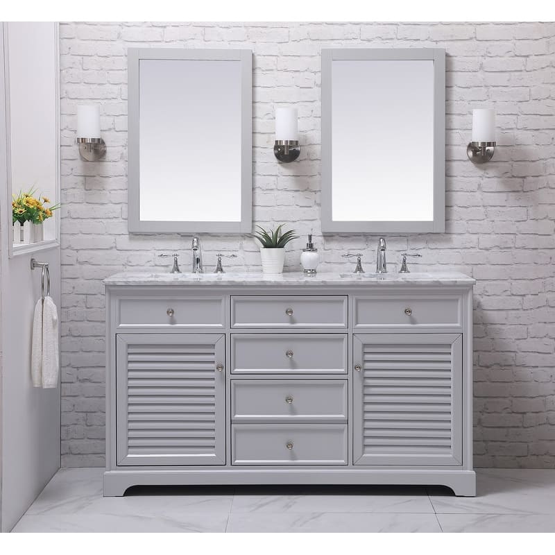 Contemporary 60" Double Bathroom Vanity Set