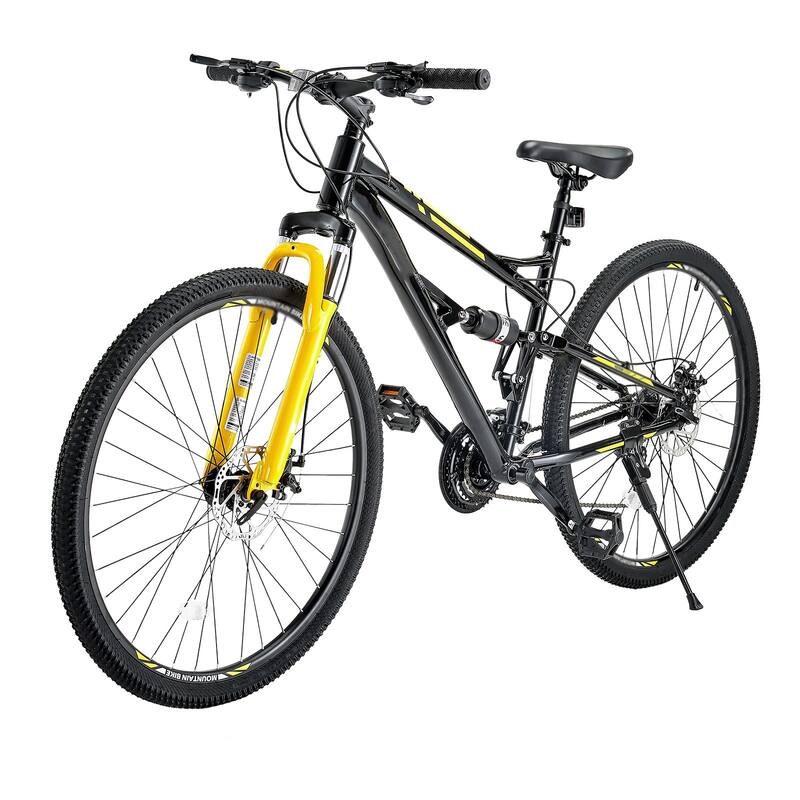 Aluminum Mountain Bike with 24 Speeds and Full Suspension - 74.8” L x 25” W x 40.6” H