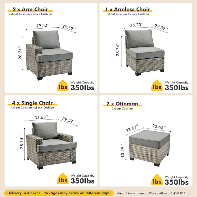XIZZI 9-piece Patio Furniture Set Outdoor Wicker Chair