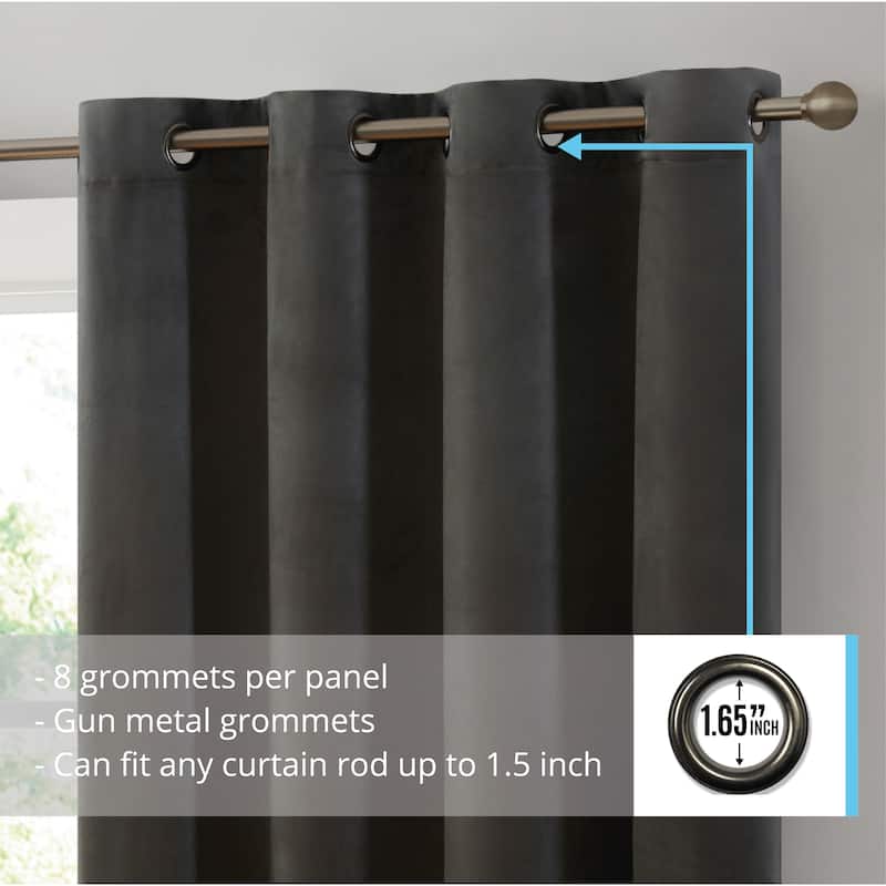 HLC.me Sawyer Premium Luxurious Lush Velvet Soft Light Filtering Grommet Window Curtains - Set of 2