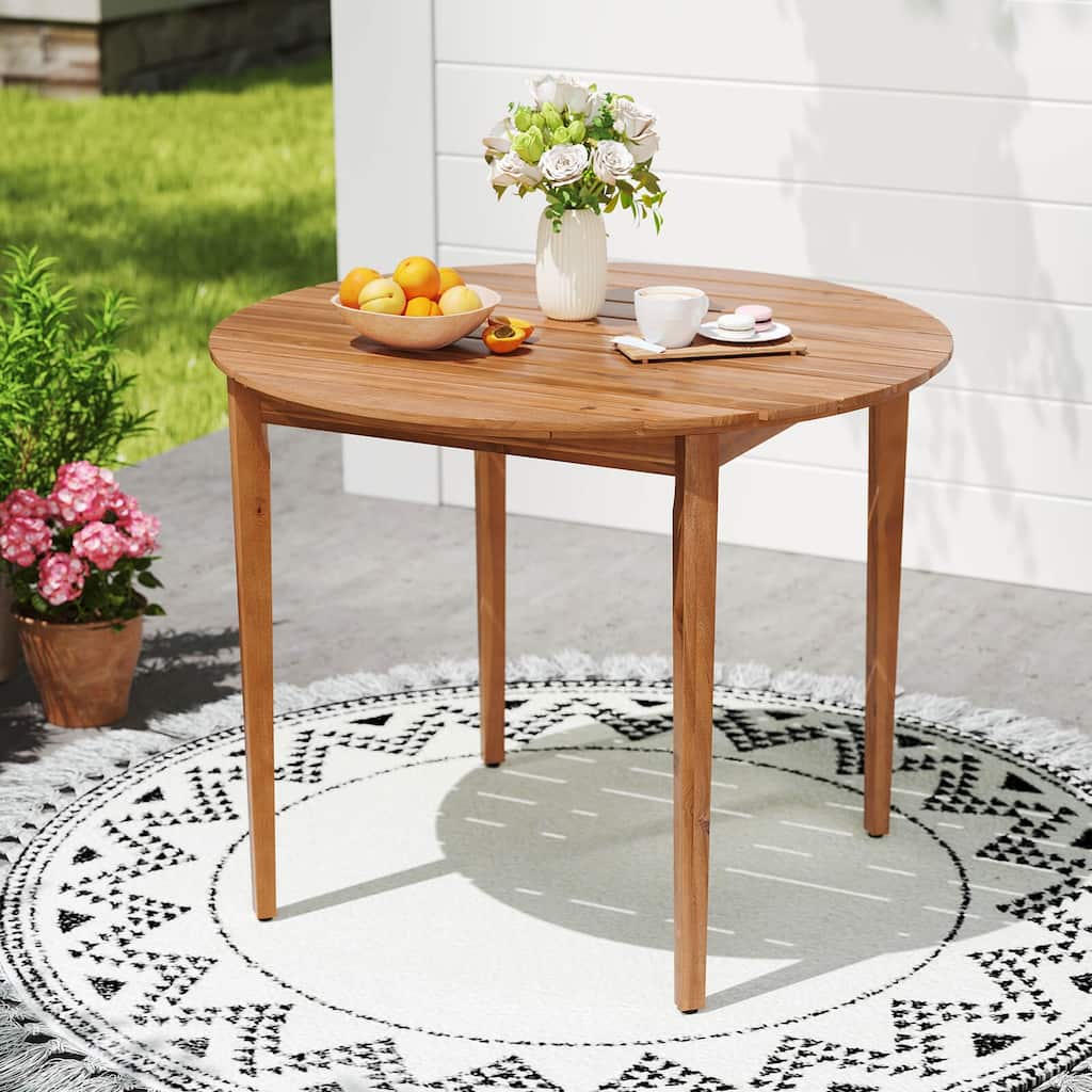 Costway Round Outdoor Dining Table for 4 People 36 inch Acacia Wood - See Details