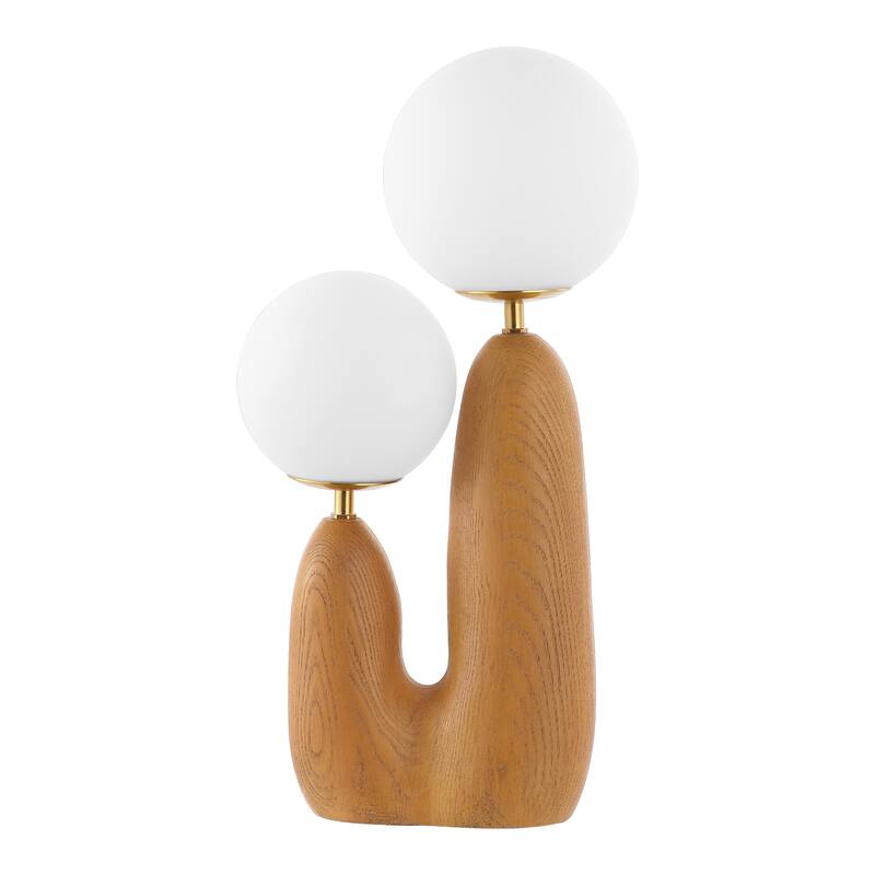Astra 17.75" 2-Light Modern Bohemian Resin/Iron/Frosted Glass Danish Cactus LED Table Lamp, by JONATHAN Y