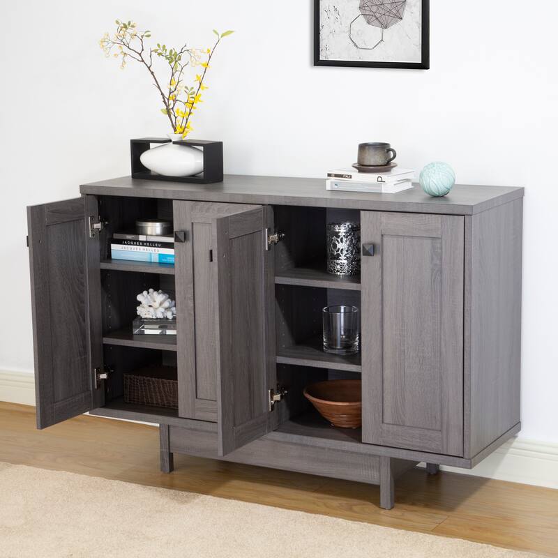 Q-Max 47"W Sideboard Storage Cabinet, Dining Server Cupboard Buffet Table with Two Storage Cabinets
