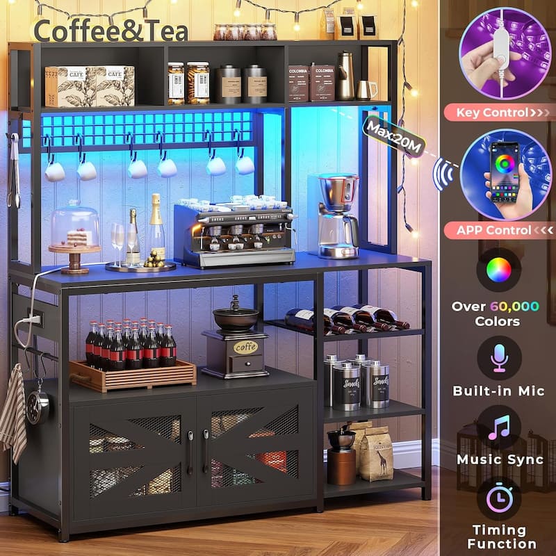 Baker's Rack Coffee Bar Cabinet Microwave Stand Kitchen Cabinet