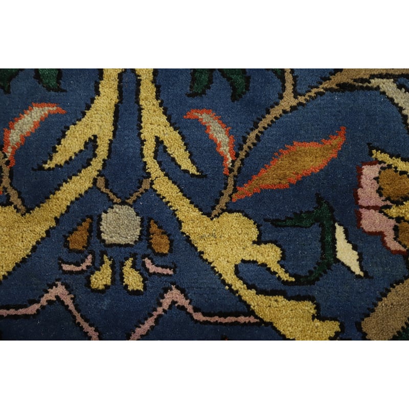 Hand Knotted Oriental 100% Wool Carpet Traditional All-Over Navy Blue & Blues Ziegler Area Rug - 13' 11'' X 9' 11''