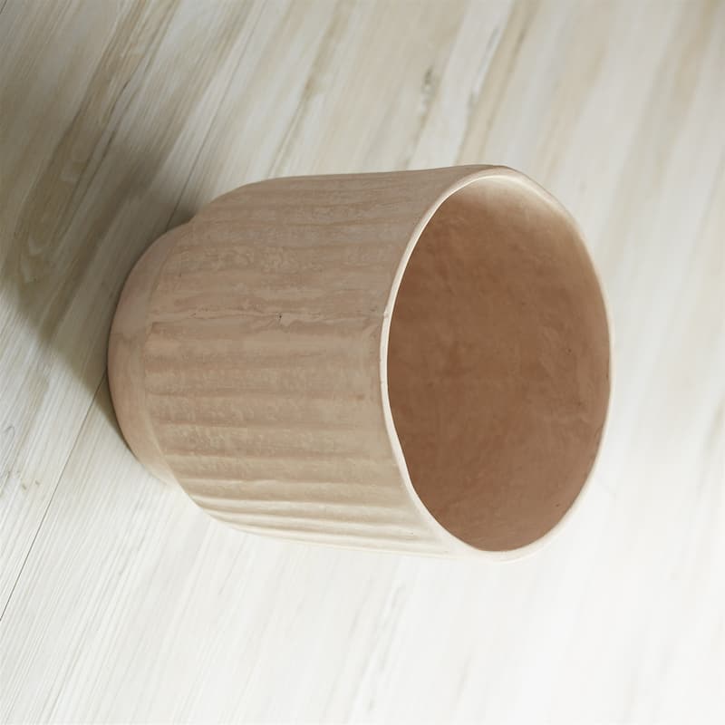 Ribbed Paper Chalk Vase - 7.75" - Beige