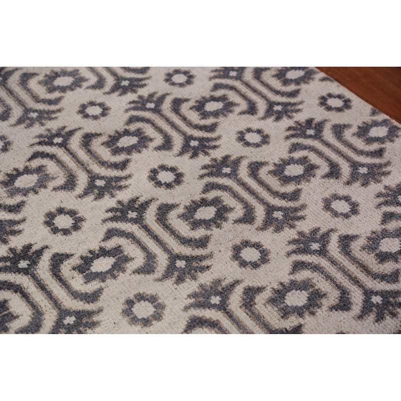 All-Over Geometric Moroccan Oriental Rug Hand-Knotted Wool Carpet - 4'1" x 7'11"