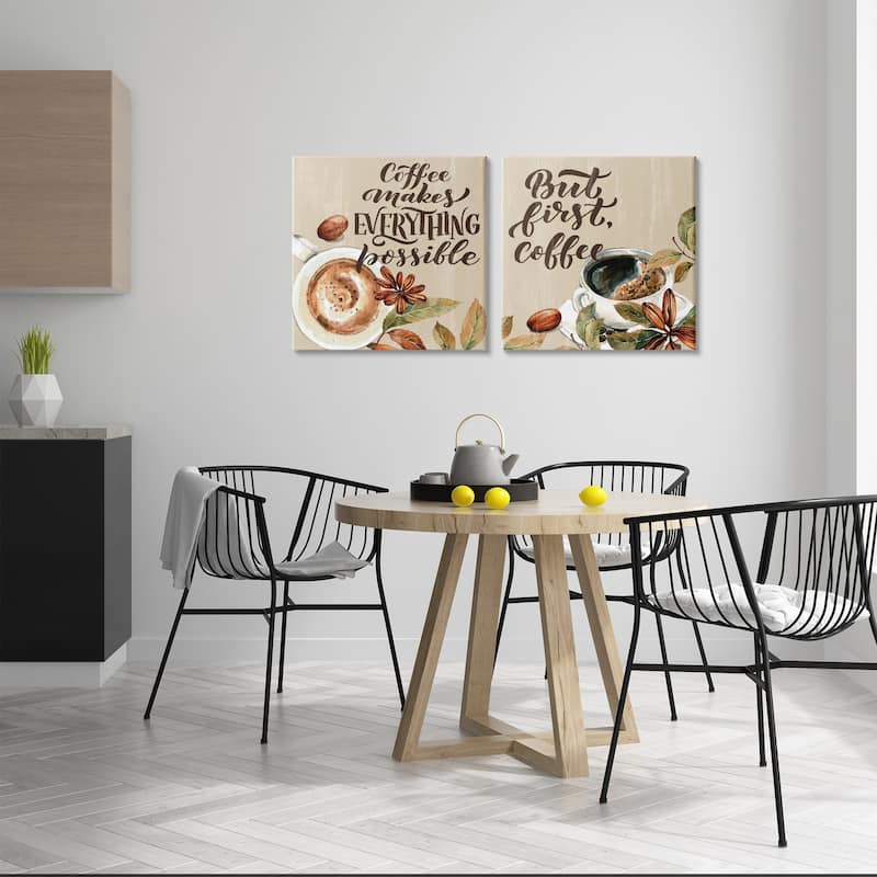 Stupell Morning Coffee Classic Phrases Canvas Wall Art Design By Kim Allen (Set of 2)