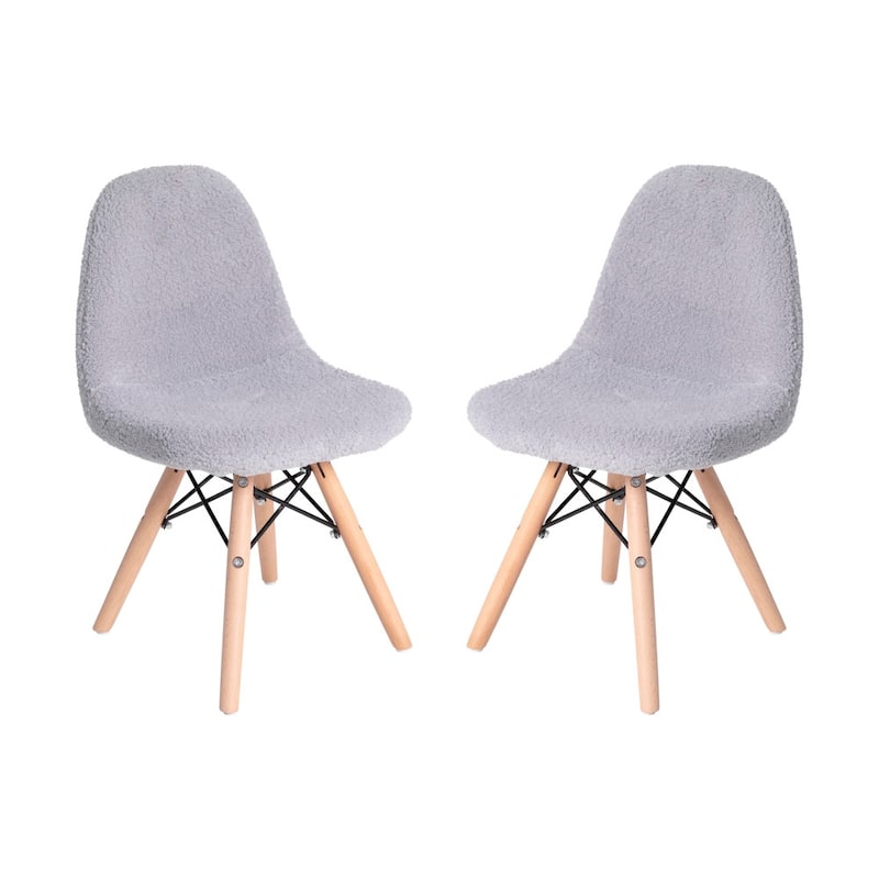 Set of 2 Kids Armless Faux Shearling Faux Sherpa Chairs - Beechwood Legs
