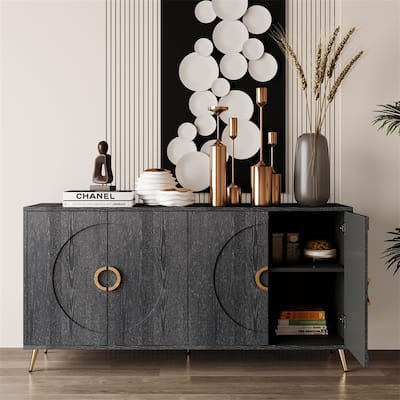 Modern 4 Door Wood Sideboard Buffet with Legs