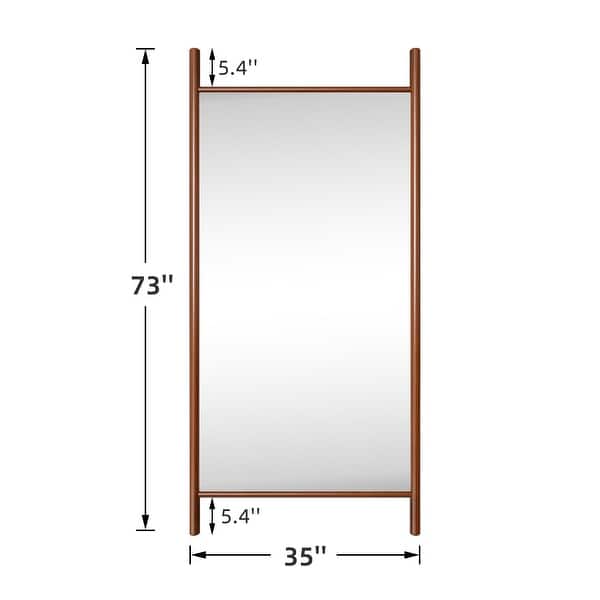 dimension image slide 5 of 6, Wooden Frame Ladder-Style Wall Mirror full length mirror