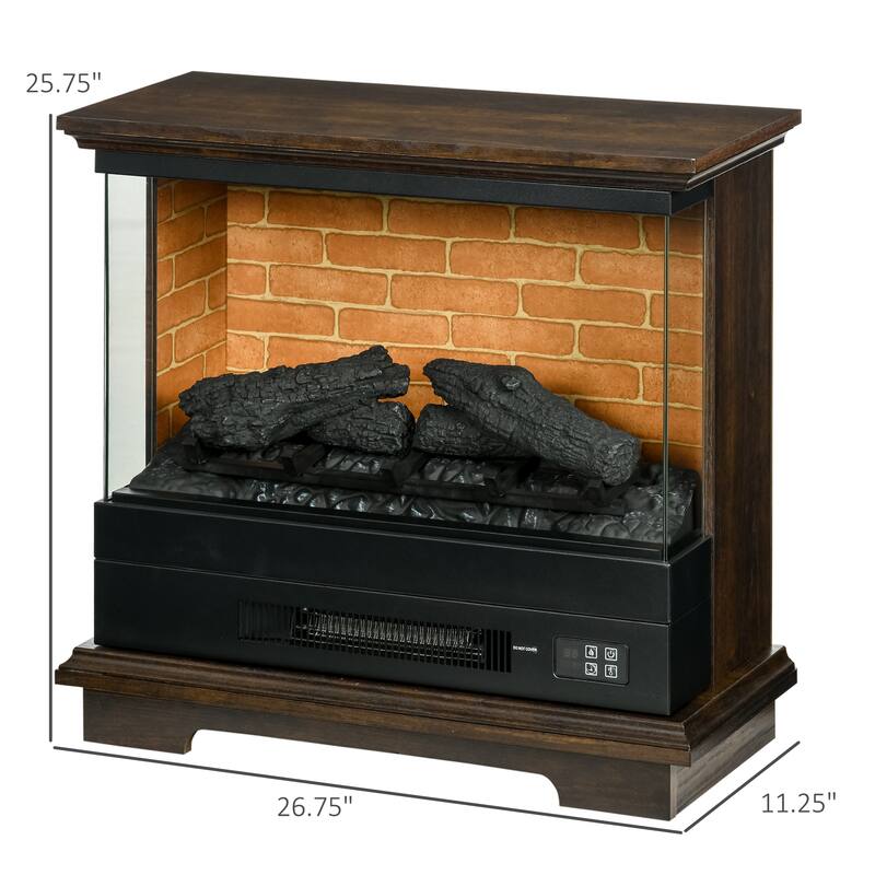 Freestanding 26" Electric Fireplace Stove with Remote, Adjustable Temperature, 12-Hour Timer & Realistic Flame Effect