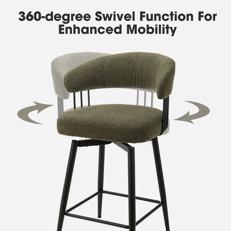 Glitzhome Set of 2 or 4 Modern Fabric/ PU Swivel Counter or Bar Stool with Metal Legs