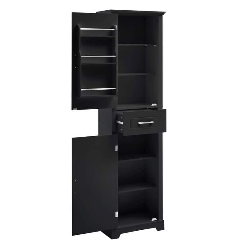Tall Freestanding Bathroom Storage Cabinet with Two Doors and Adjustable Shelves, Door Shelve