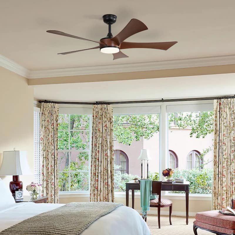 Sofucor Low Profile Ceiling Fan with Light and Remote Reversible Adjustable Rods LED Dimmable Light