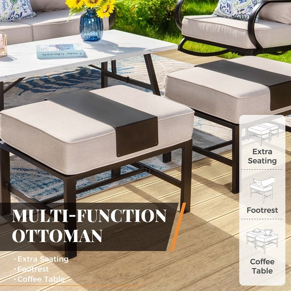 dimension image slide 1 of 14, MAISON ARTS 5/7/9-Seat Patio Conversation Set, Outdoor Sofa Set with Single Sofa Chairs, 3-Seater Sofa, Ottoman and Coffee Table