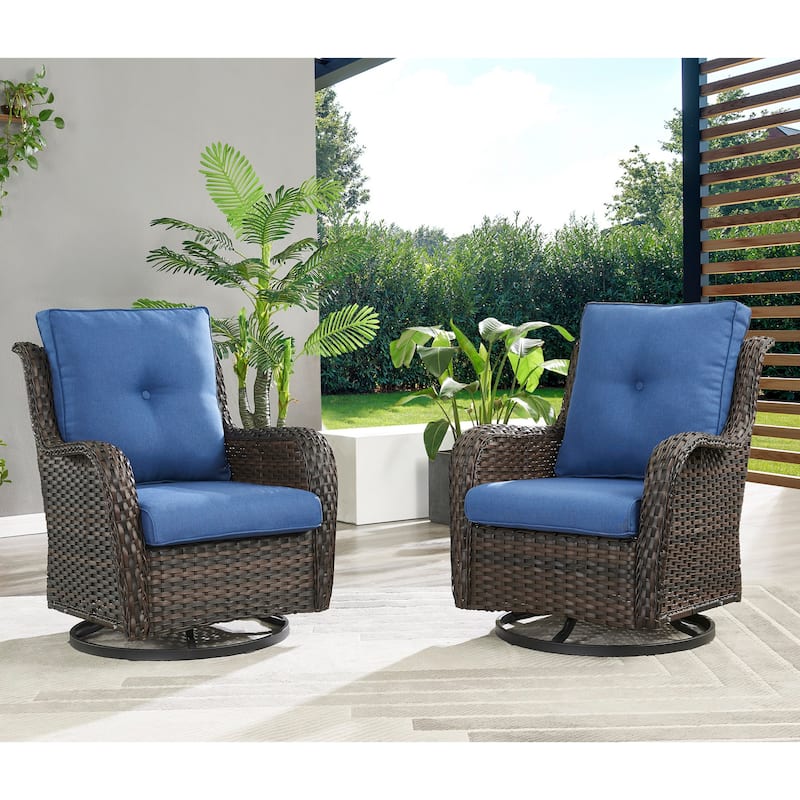 Pocassy 5-Piece Outdoor Furniture Set, Swivel chairs with Ottomans