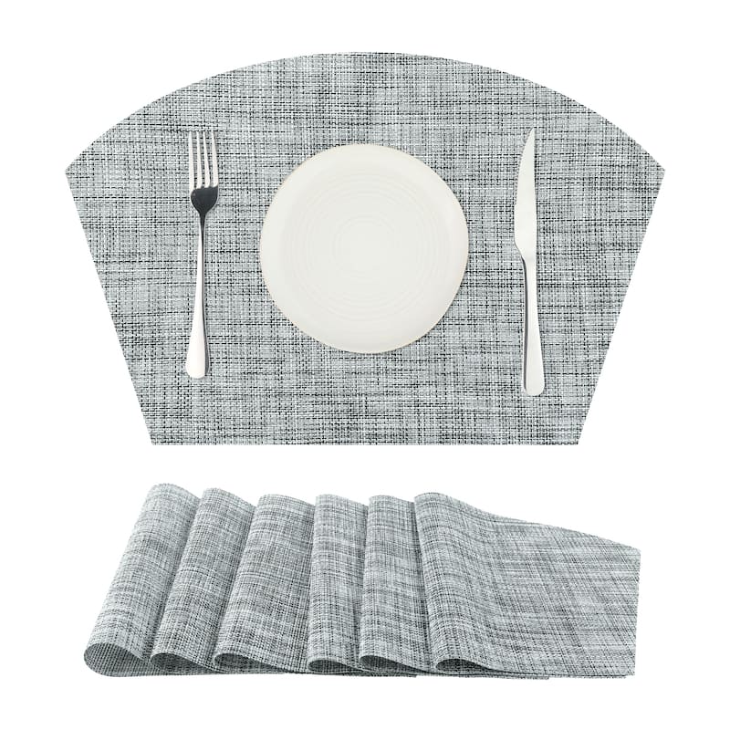 Table Placemats Set of 6 Placemats Heat Resistant Water Proof Table Mats - 18x12 inch - Light Grey