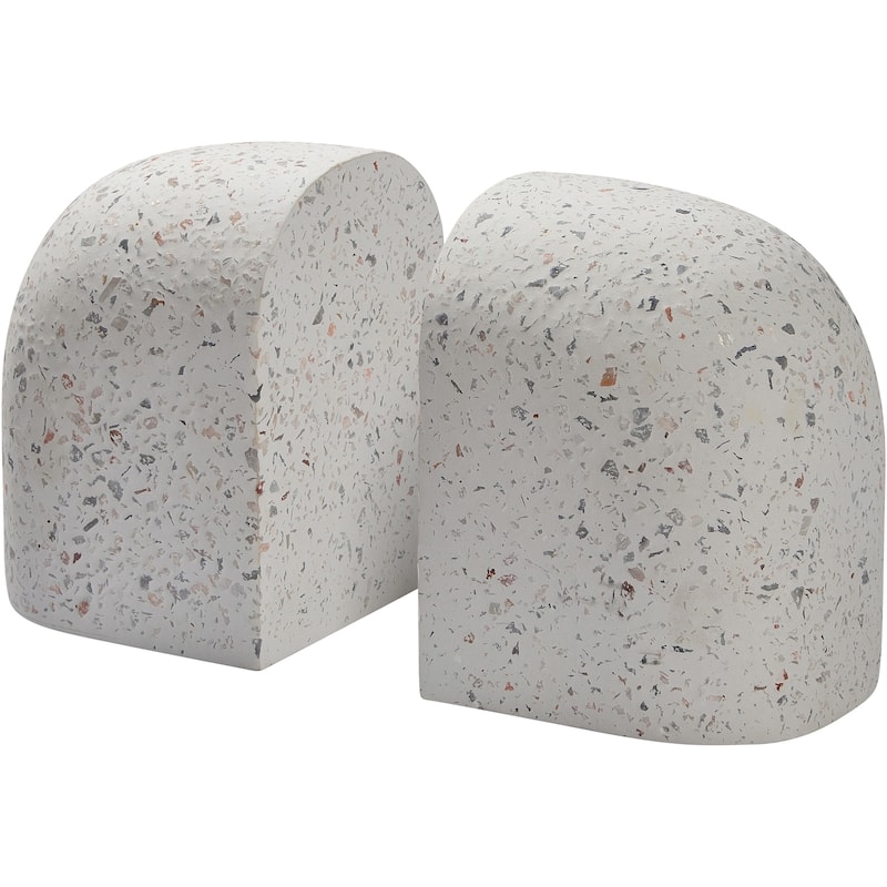 Renwil Bruno Indoor Terrazzo Bookends, White Speckled