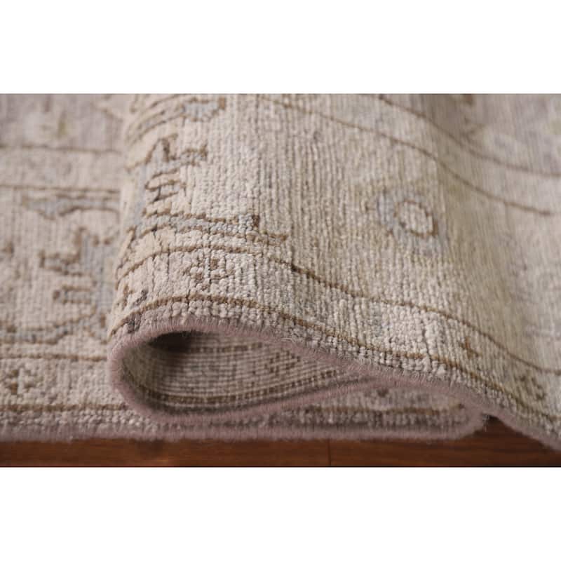 Hand Knotted Oriental 100% Wool Carpet Transitional All-Over Brown Oushak Area Rug - 6' 6'' X 4' 0''