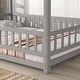 preview thumbnail 4 of 6, Grey Full Size Pine Floor Bed with House Roof Frame & Fence