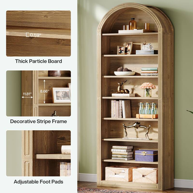 79.53" Tall Modern Arched Bookcase