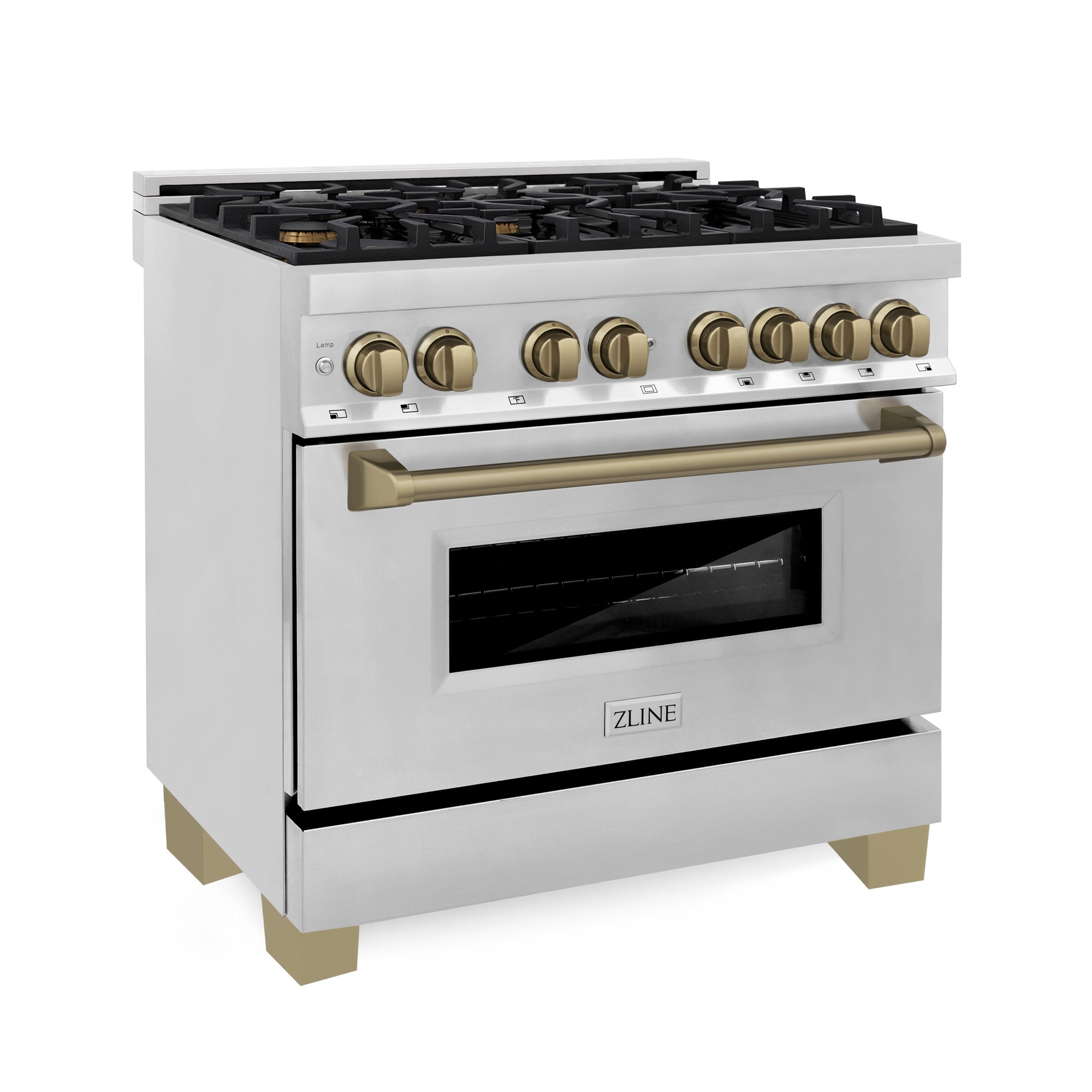 Zline Kitchen and Bath ZLINE Autograph Edition 36" Dual Fuel Range in Stainless Steel with Accents