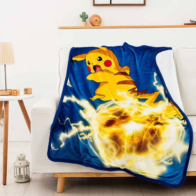Pokemon Electro Shock Silk Touch Sherpa Throw Blanket