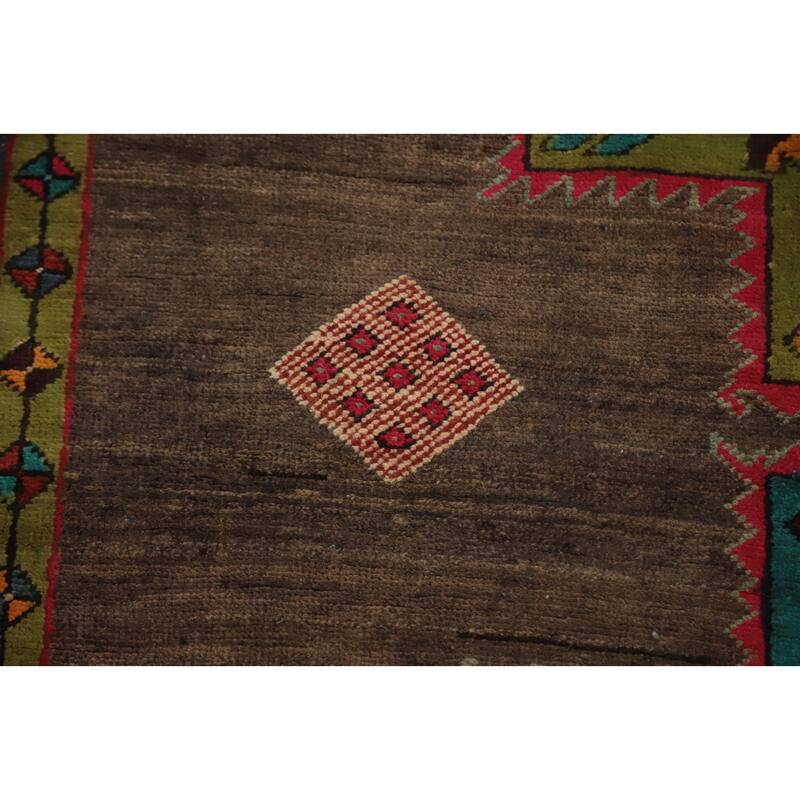 Hand Knotted Oriental 100% Wool Carpet Traditional Tribal Brown Heriz Area Rug - 10' 8'' X 4' 7''
