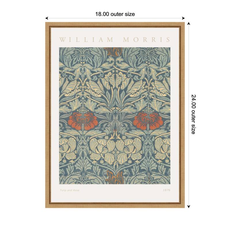 Kate and Laurel Sylvie Poster William Morris Tulip and Rose 1876 Framed Canvas by The Art Institute of Chicago