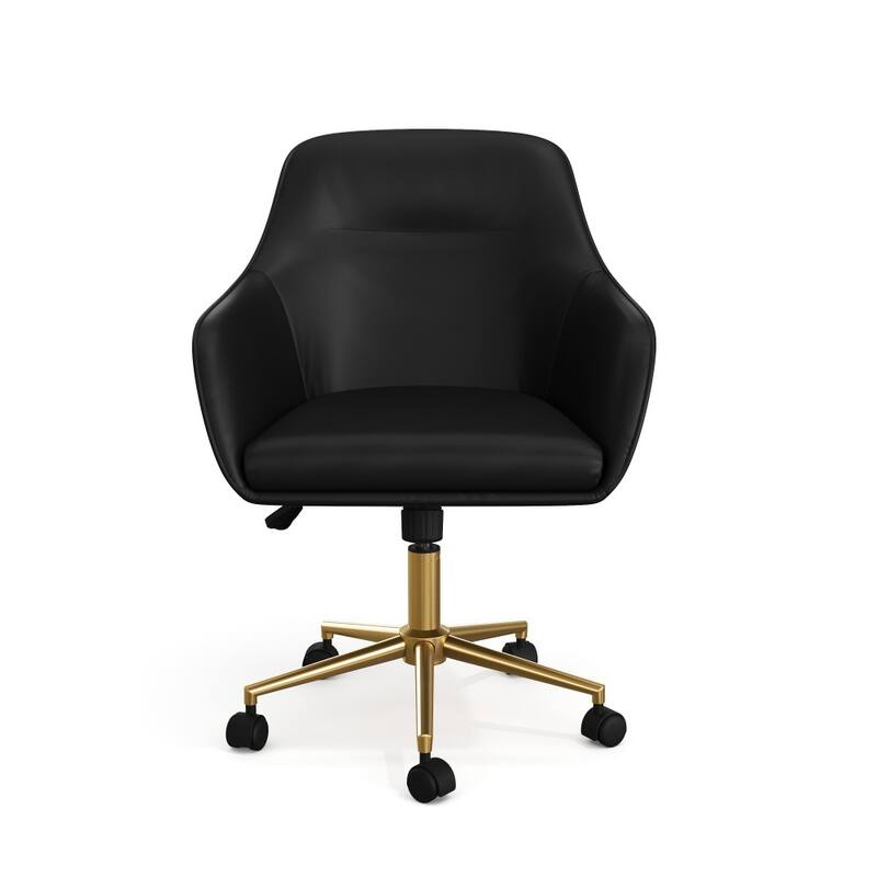 Martha Stewart Rayna Upholstered Swivel Office Chair with Metal Frame