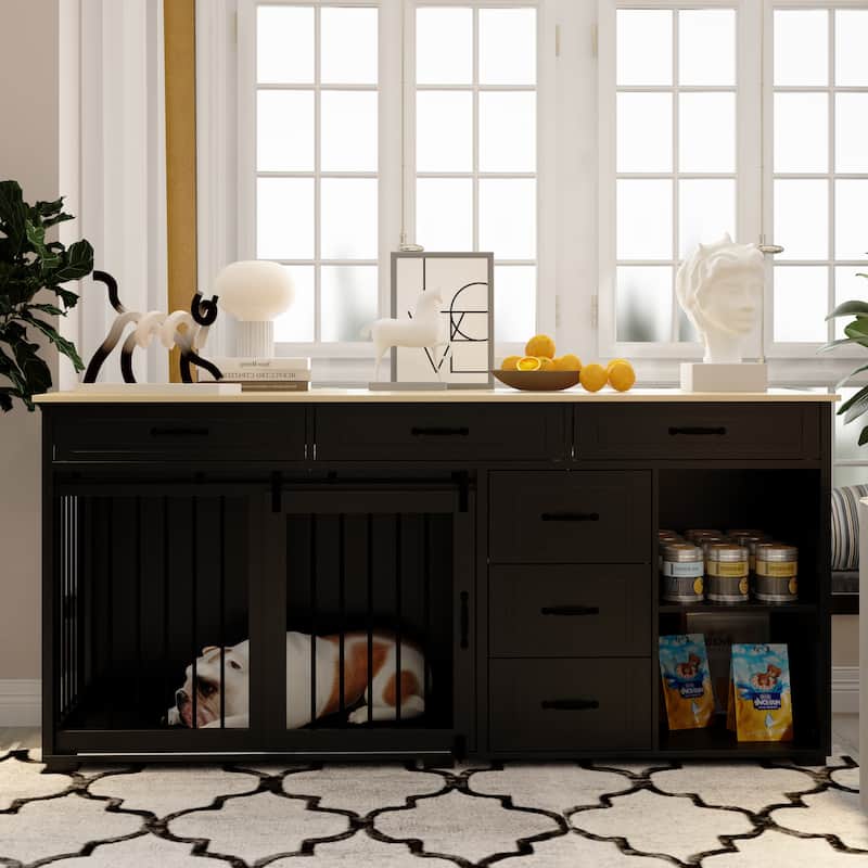 Large Capacity ,6 Drawers ,Multi-Purpose Dog Crate Kennel Furniture