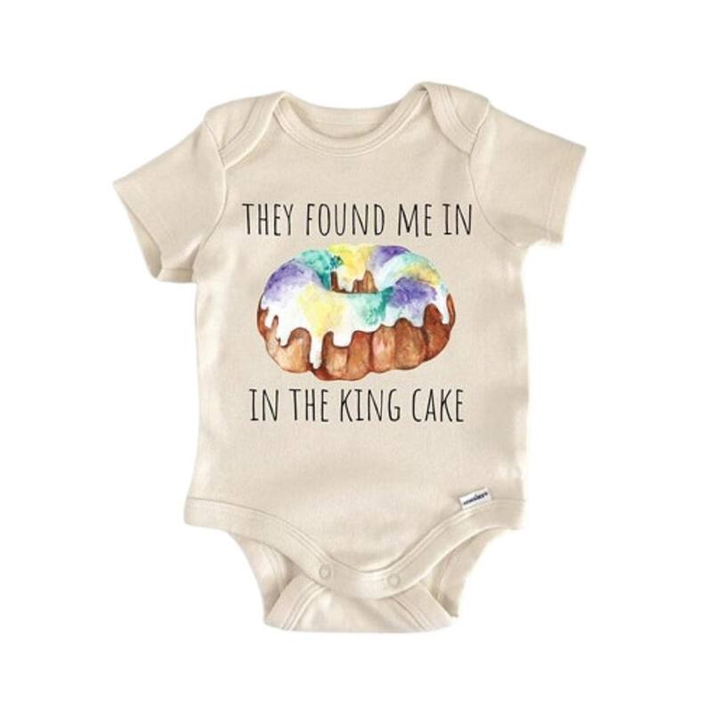 Mardi Gras New Orleans King Cake - Baby Boy Girl Clothes Infant Bodysuit Funny Cute - Pink - 0-3M