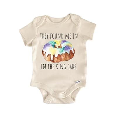 Mardi Gras New Orleans King Cake - Baby Boy Girl Clothes Infant Bodysuit Funny Cute