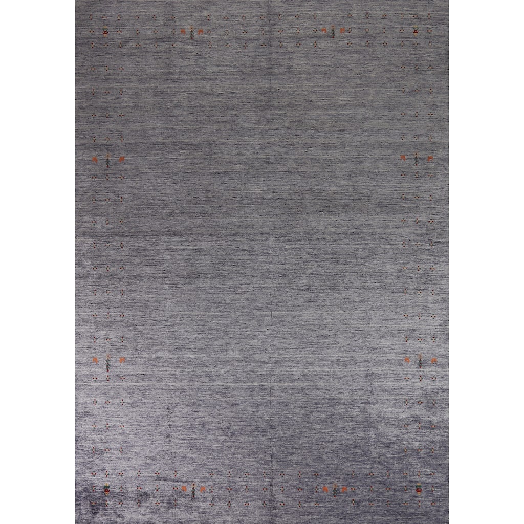 Hand Knotted Oriental 100% Wool Carpet Tribal Tribal Navy Blue & Blues Gabbeh Area Rug - 12' 1'' X 9' 1''